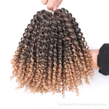 Wholesale New Water Wave Curly Hair Bob Kinky Curly Synthetic Braid 8" Ombre Marley Crochet Braids Synthetic Hair Extension